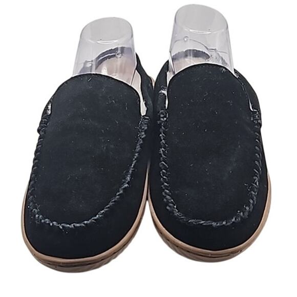 Fireside by Dearfoams Black Suede Slip-On Moccasins Men’s Size 9 / Women’s 8 - Picture 5 of 5